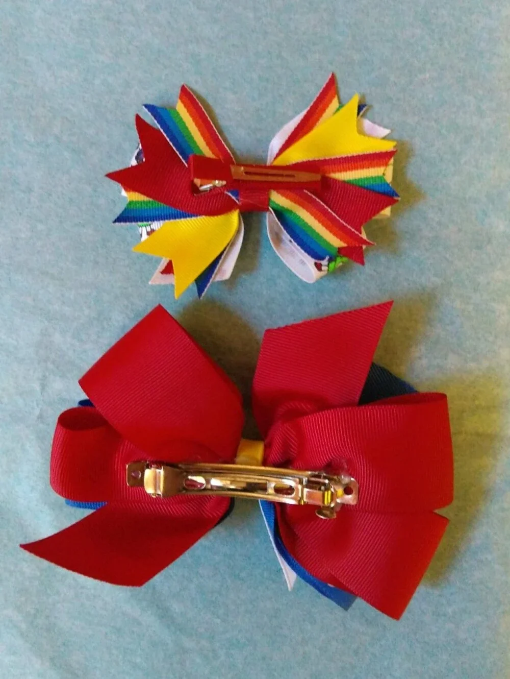 Handmade Boutique Rainbow Brite-inspired Stacked Hair Bows 🌈